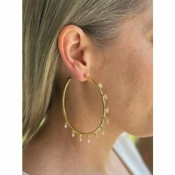 Rivka Friedman Cubic Zirconia Dangle Hoop Earrings Gold -Rivka Friedman Shop unnamed file 52