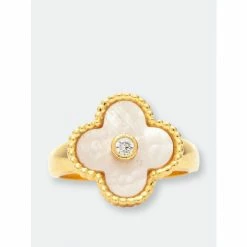 Rivka Friedman Mother Of Pearl Clover Ring Rings Gold/blush