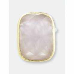 Rivka Friedman Rose Quartz Cocktail Ring + Side Accent Rings Pink