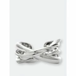 Rivka Friedman Rhodium Crossover Band Ring Rings Silver