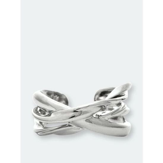 Rivka Friedman Rhodium Crossover Band Ring Rings Silver 1 Rivka Friedman Rhodium Crossover Band Ring Rings Silver