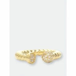 Rivka Friedman Twisted Shank Cubic Zirconia Band Ring Rings Gold