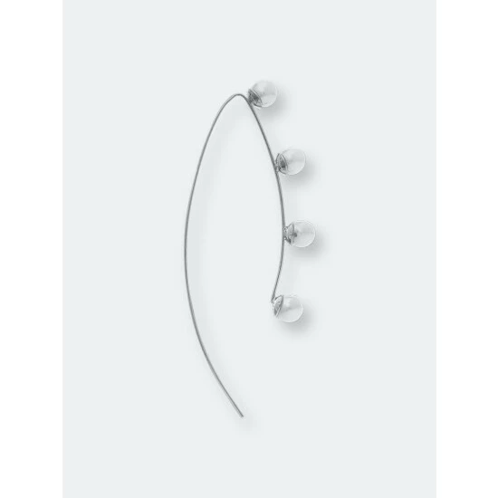 Rivka Friedman Rhodium Long Wire Pearl Earrings Silver 2 Rivka Friedman Rhodium Long Wire Pearl Earrings Silver - Image 2
