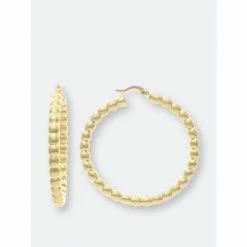 Rivka Friedman Satin Beaded Hoop Earrings Gold