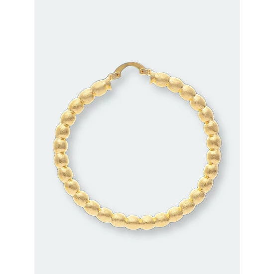 Rivka Friedman Satin Beaded Hoop Earrings Gold 2 Rivka Friedman Satin Beaded Hoop Earrings Gold - Image 2