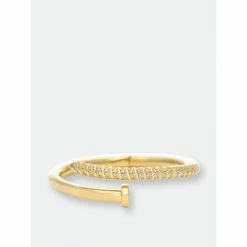 Rivka Friedman Spiral Hinged Cubic Zirconia Nail Head Bracelet Bracelets Gold