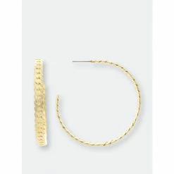 Rivka Friedman Satin Link Hoop Earrings Gold