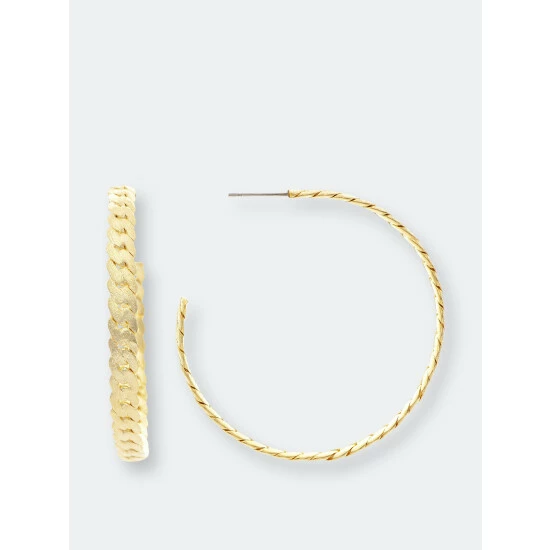 Rivka Friedman Satin Link Hoop Earrings Gold 1 Rivka Friedman Satin Link Hoop Earrings Gold