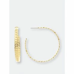 Rivka Friedman Polished Link Hoop Earrings Gold
