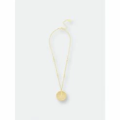 Rivka Friedman Satin Disc With Cubic Zirconia Accent Bale Pendant Necklaces Gold/white