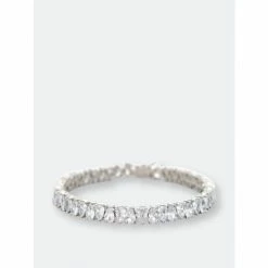 Rivka Friedman White Rhodium Clad Pear Shape Cubic Zirconia Line Bracelet Bracelets