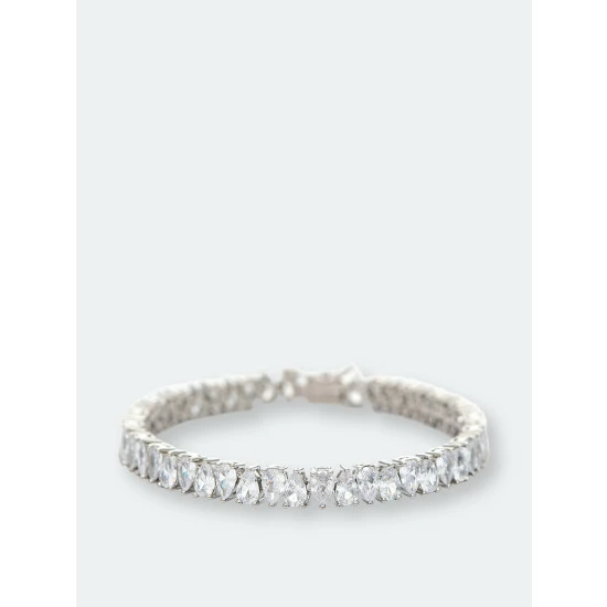 Rivka Friedman White Rhodium Clad Pear Shape Cubic Zirconia Line Bracelet Bracelets 1 Rivka Friedman White Rhodium Clad Pear Shape Cubic Zirconia Line Bracelet Bracelets