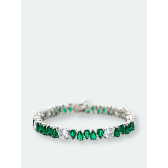 Rivka Friedman White Rhodium Clad Oval Emerald + Cubic Zirconia Line Bracelet Bracelets White Rhodium/emerald Green 1 Rivka Friedman White Rhodium Clad Oval Emerald + Cubic Zirconia Line Bracelet Bracelets White Rhodium/emerald Green