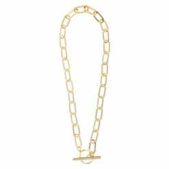 Rivka Friedman Paper Clip Chain + Cubic Zirconia Toggle Necklace Necklaces Gold