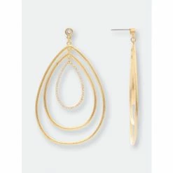 Rivka Friedman Triple Teardrop CZ Statement Earrings Gold