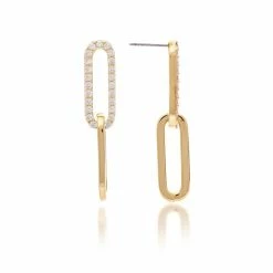 Rivka Friedman Double Loop Pave Cubic Zirconia Earrings Gold