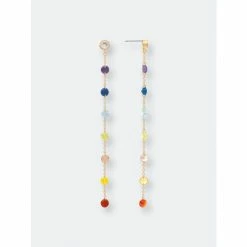 Rivka Friedman Multi Crystal Chain Drop Earrings