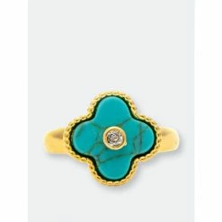 Rivka Friedman Turquoise Clover Ring Rings